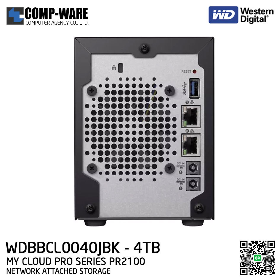 WD 4TB My Cloud Pro Series PR2100 2-Bay Network Attached Storage - WDBBCL0040JBK-SESN รับประกัน 3 ปี // Pre-order สั่งซื้อขั้นต่ำ 2 ชิ้นขึ้นไป