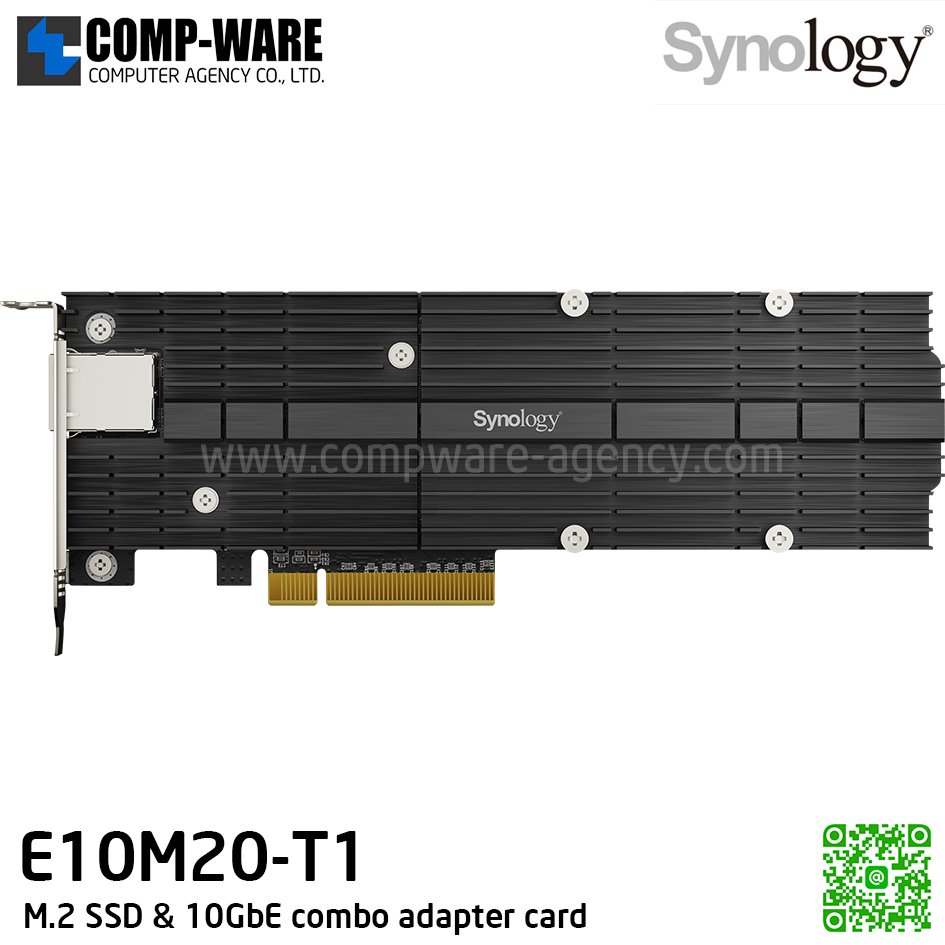 Synology E10M20-T1 M.2 SSD & 10GbE combo adapter card for performance acceleration