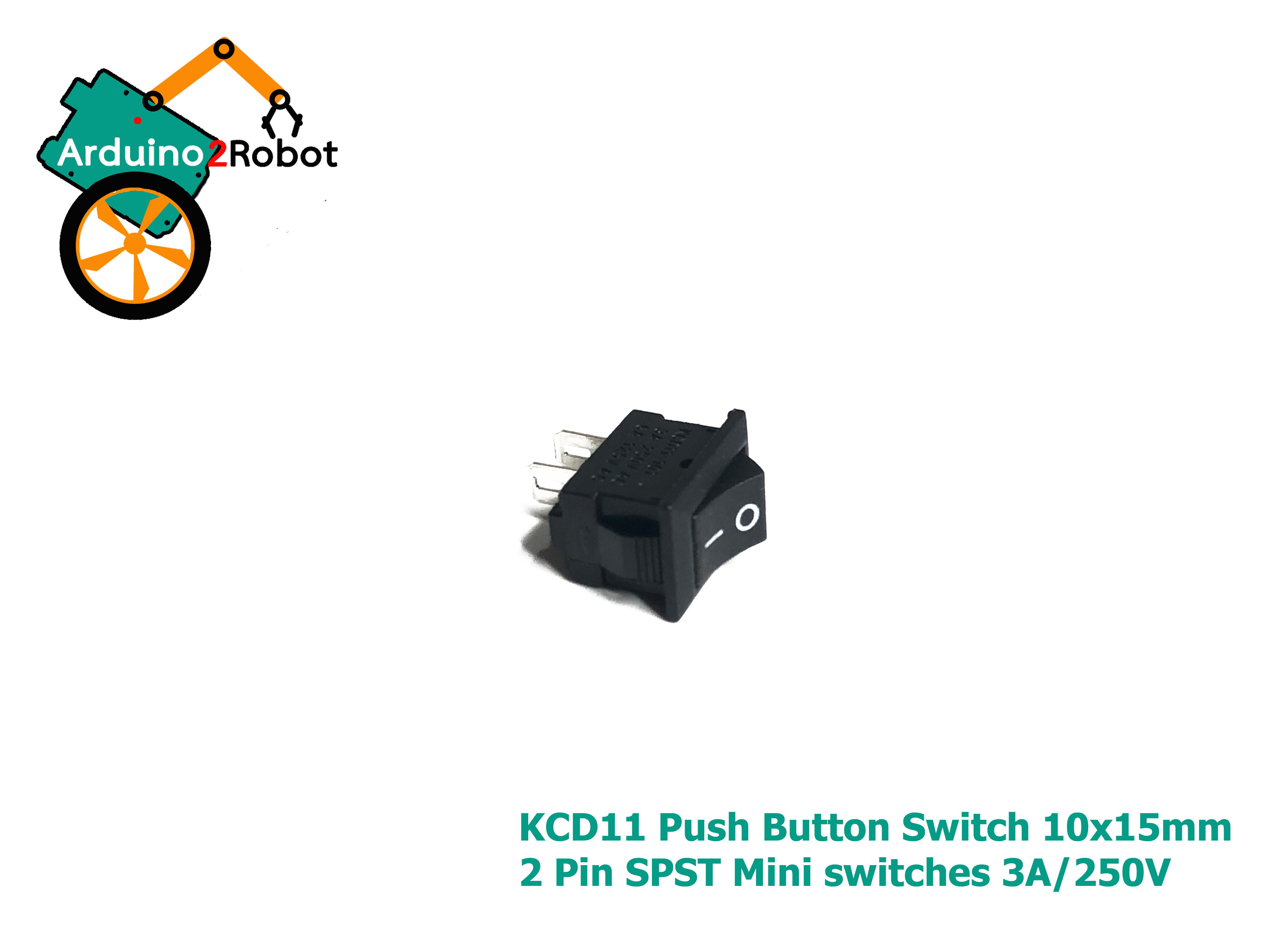 KCD11 Push Button Switch สีดำ 10x15mm 2 Pin SPST Mini switches 6A/125V 3A/250V Snap-in ON-OFF