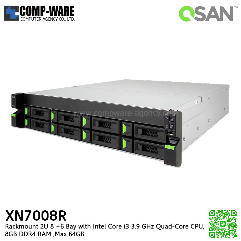 QSAN (8+6 Bays) XCubeNAS XN7008R (8GB RAM) Rackmount 2U NAS Storage , No HDD