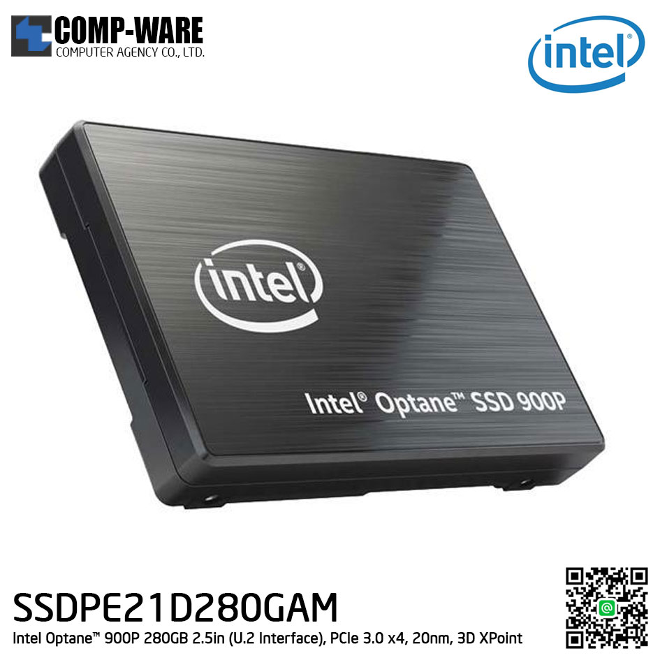 Intel Optane™ 900P 280GB 2.5in (U.2 Interface), PCIe 3.0 x4, 20nm, 3D XPoint) - SSDPE21D280GAM