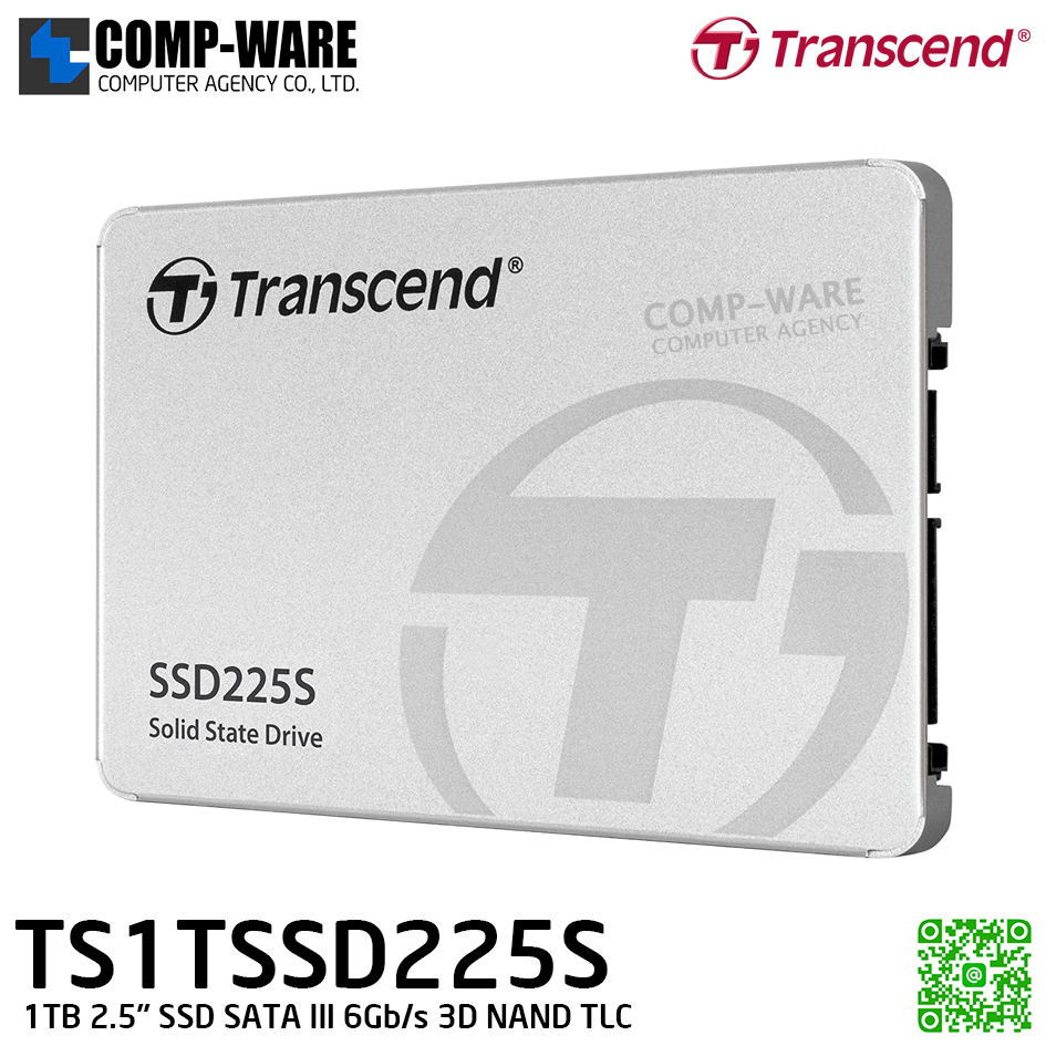Transcend SSD225S 1TB 2.5" SSD SATA III 6Gb/s 3D NAND TLC - TS1TSSD225S - 3Y Warranty