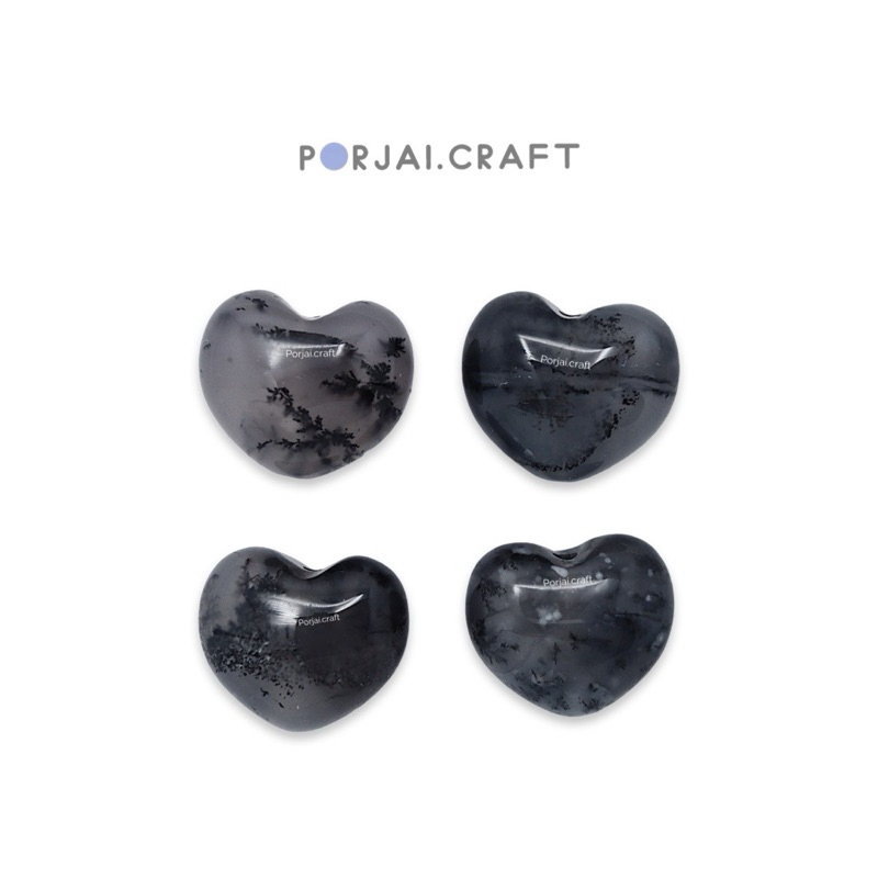 Dendritic Agate Heart Bead ลูกปัดหัวใจเดนไดรติกอาเกต 14mm