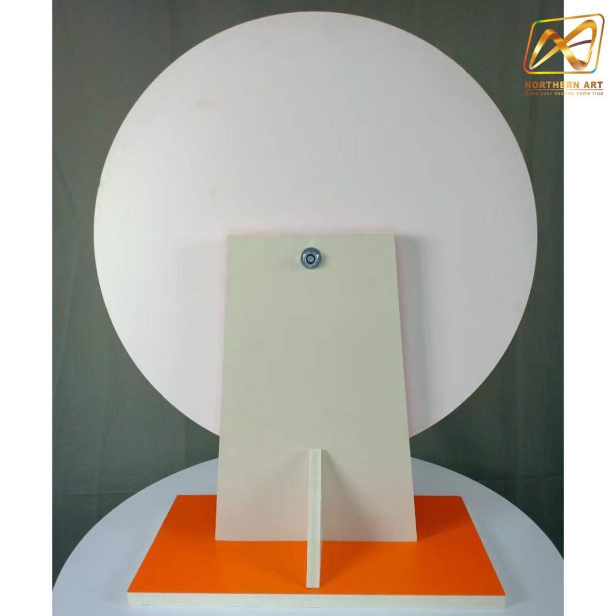 เช่าเกมส์วงล้อตั้งโต๊ะ ขนาดวงล้อ 50 ซม. สูง 61.5 ซม. วัสดุพลาสวูดสีขาว หนา 10-15 มม.