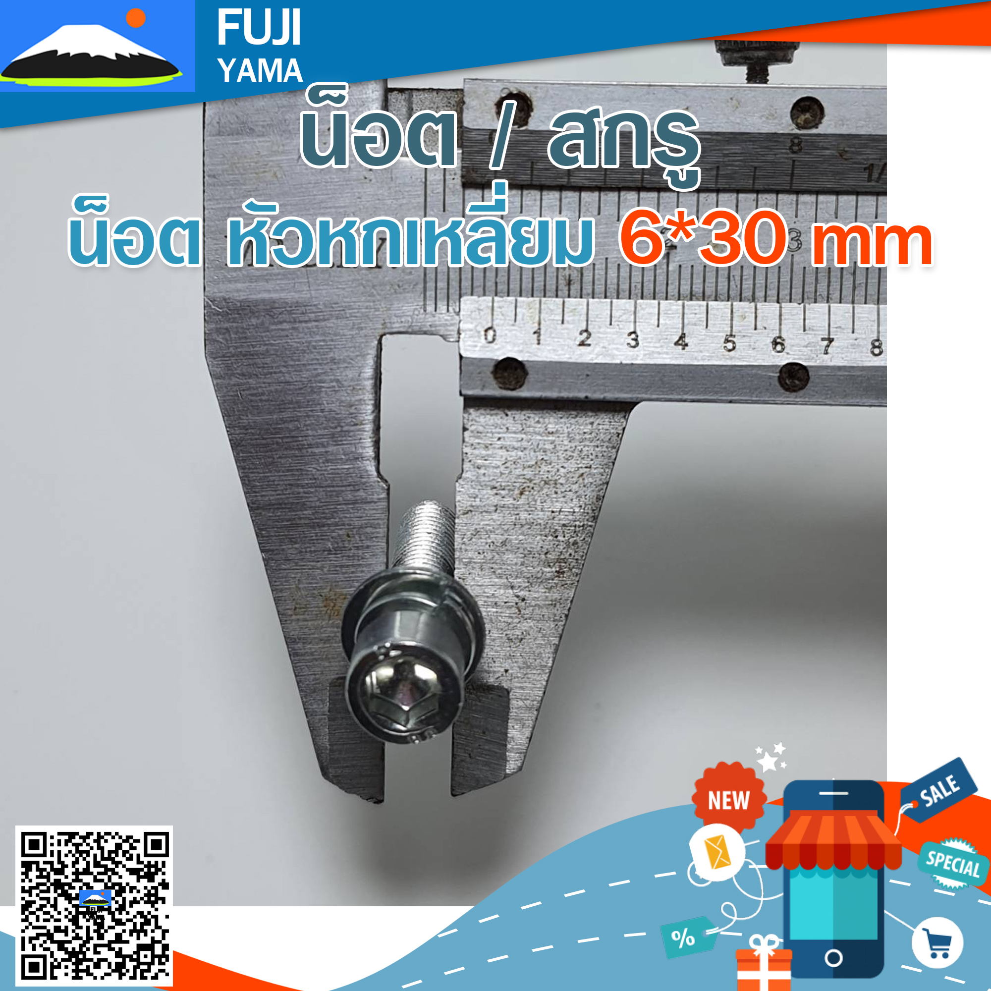 น็อต หัวหกเหลี่ยม 6*30 mm