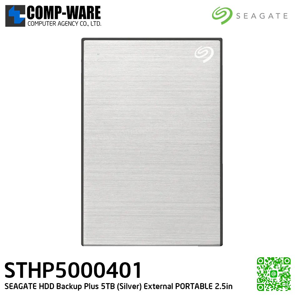 SEAGATE HDD Backup Plus 5TB (SILVER) External HDD PORTABLE 2.5" - STHP5000401