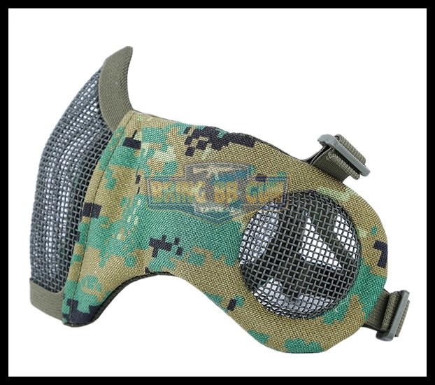 หน้ากากตะแกรงครึ่งหน้า รุ่นแก้มผ้ามีที่ปิดหู