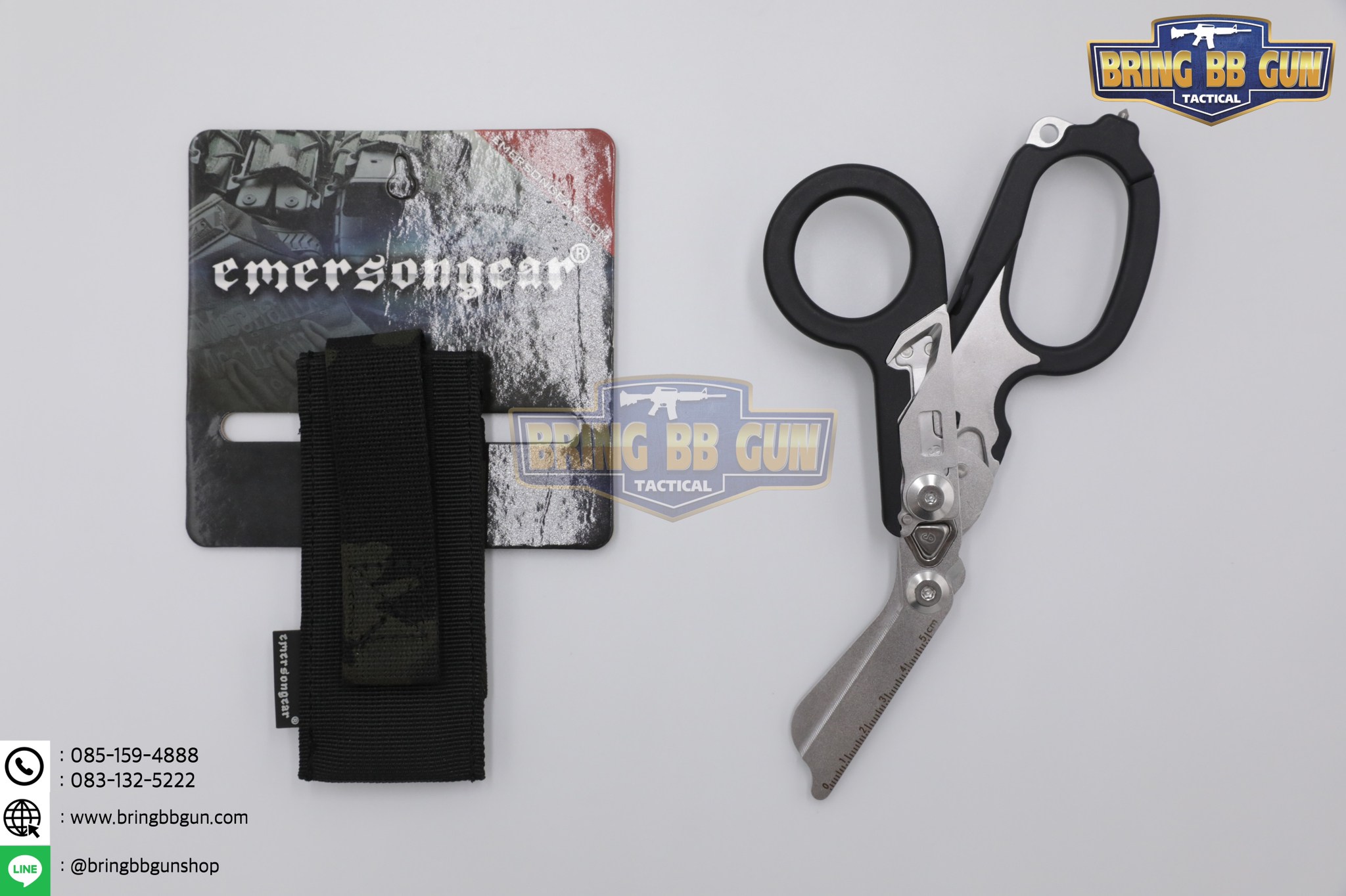 ซองใส่กรรไกรแพทย์สนาม ยี่ห้อ Emerson + กรรไกรแพทย์สนาม ทรง LM Raptor (Tactical EDC Scissor Pouch + Paramedic Scissors)