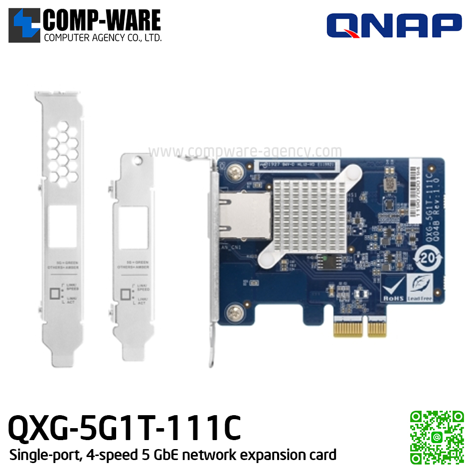 QNAP QXG-5G1T-111C Single-port, 4-speed 5 GbE network expansion card - Spare Part - 2Y Warranty