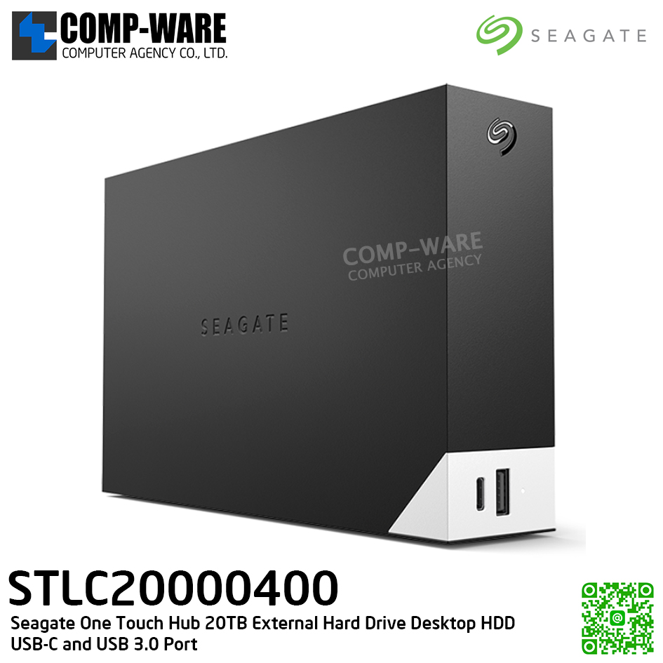 Seagate One Touch Hub 20TB External Hard Drive Desktop HDD USB-C and USB 3.0 Port WITH PASSWORD PROTECTION - STLC20000400