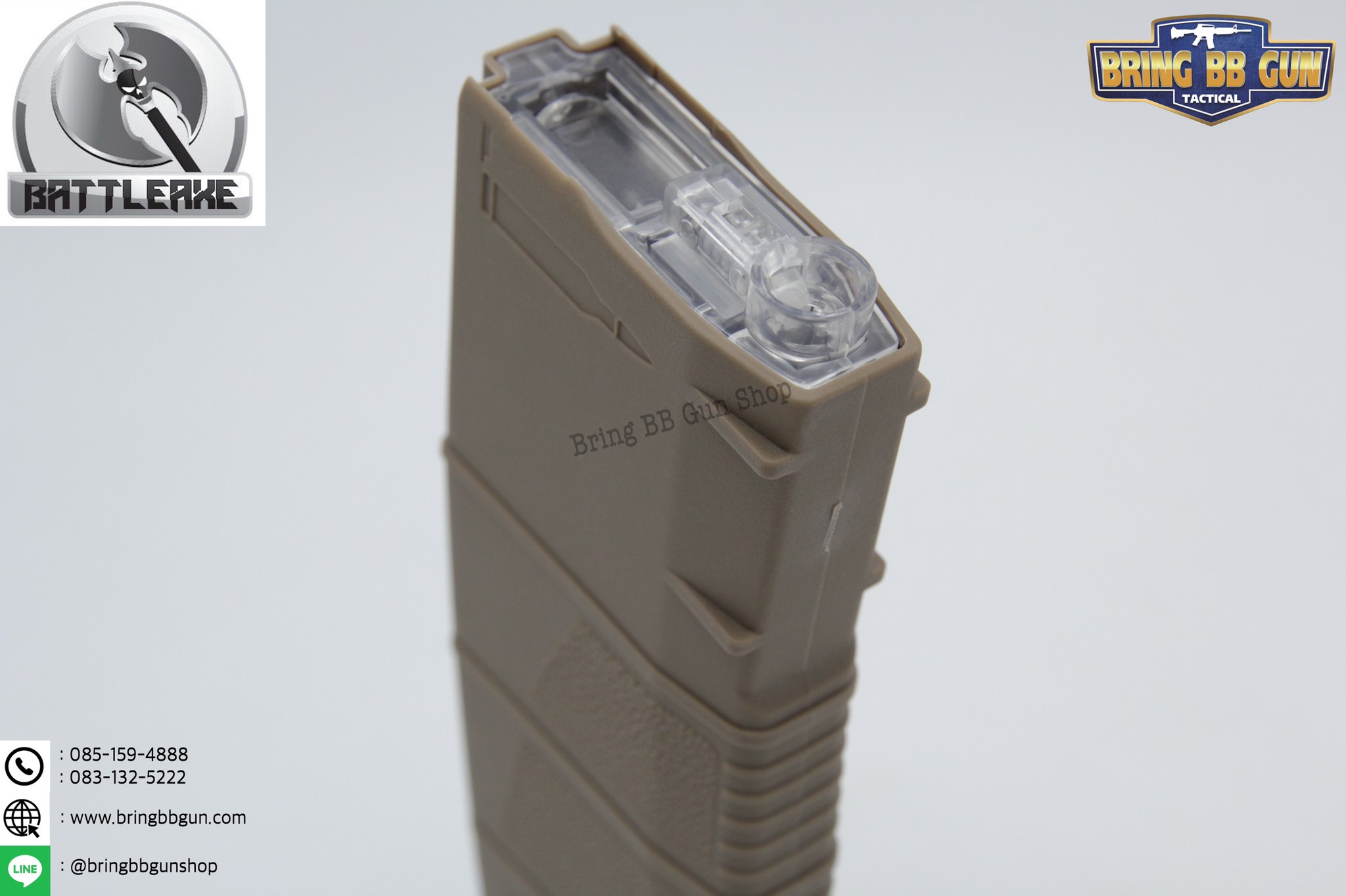 แม็กกาซีน M4 ยี่ห้อ Battle Axe แบบปั่น มี4ทรงให้เลือก ทรง P-mag(P-mag Hi-cap magazine) ทรง EPM(EPM Hi-cap magazine) ทรง 002(002 Hi-cap magazine) ทรง IMI Lancer(IMI Lancer Hi-cap magazine)