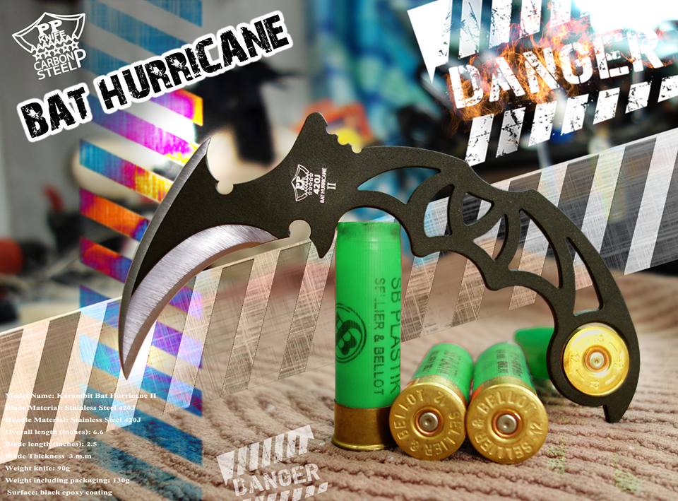 มีดควง Bat Black Hurricane มีดควงคารัมบิต 2 คม ทำจากสแตนเลส420 ไม่ต้องกลัวสนิม และเป็นมีดควงที่โด่งดังที่สุด ที่ขายออกไปแล้วทั่วโลก