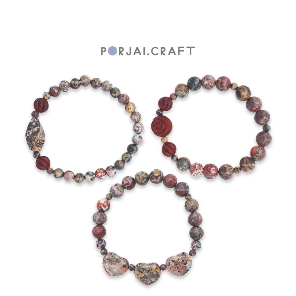 Leopard Skin Jasper Beaded Bracelets สร้อยข้อมือเลพเพิร์ดสกินแจสเปอร์