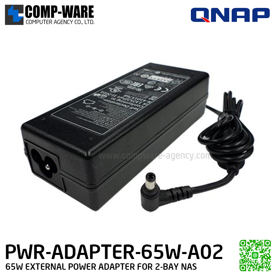 QNAP PWR-ADAPTER-65W-A02 65W EXTERNAL POWER ADAPTER FOR 2-BAY NAS - Spare Part