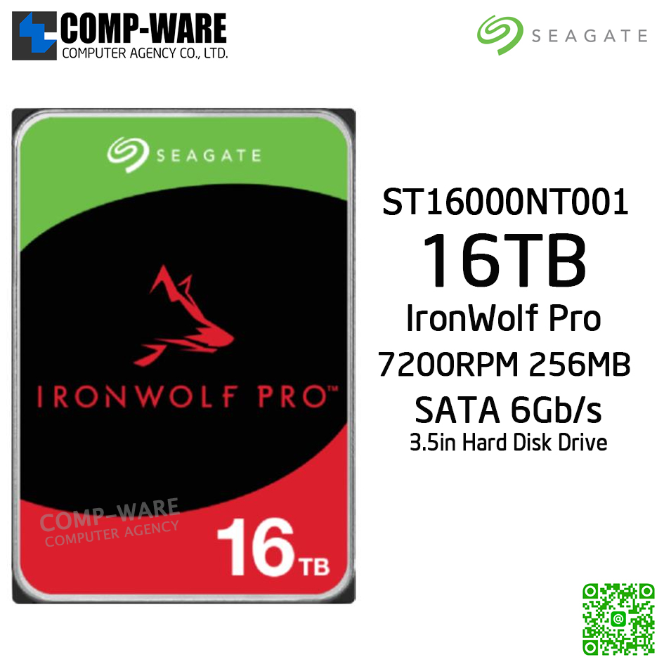 Seagate 16TB IronWolf Pro 7200RPM SATA 6Gb/s 256MB Cache 3.5-Inch NAS Hard Disk Drive ST16000NT001 - 5Y Warranty