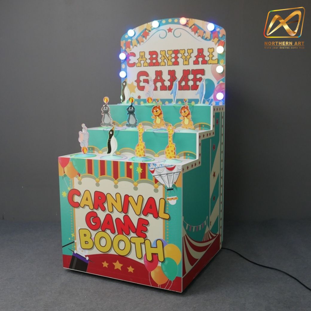 ตู้เกมส์ CARNIVAL เกมส์โยนห่วงชุดสัตว์ ขนาด (W) 80 x (L)64 x (H)160 cm. ชุดสัตว์ 12 ตััว พร้อมห่วง 36 อัน (คละสีคละขนาด)