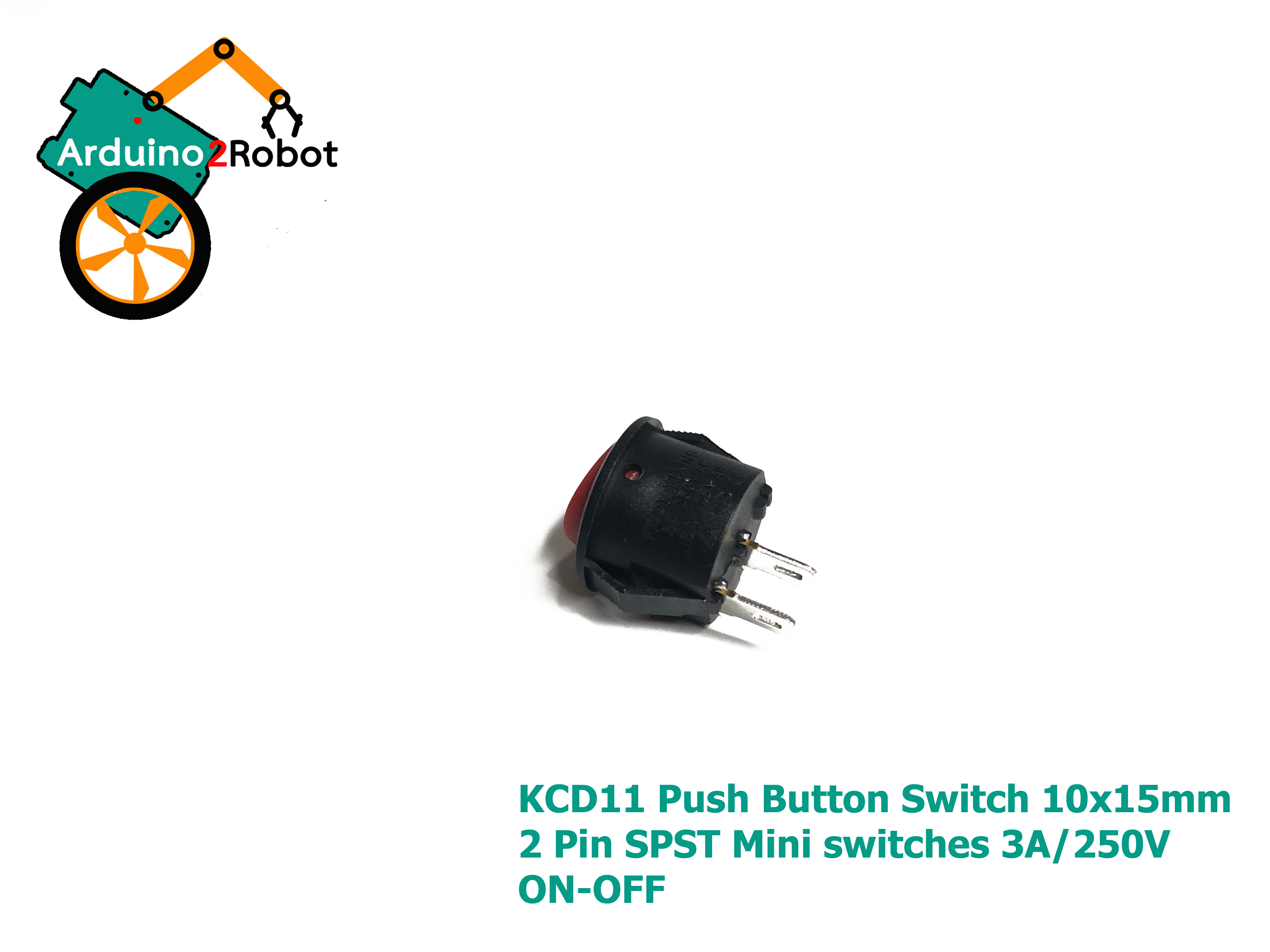 KCD11 Push Button Switch สีแดง 10x15mm 2 Pin SPST Mini switches 6A/125V 3A/250V Snap-in ON-OFF