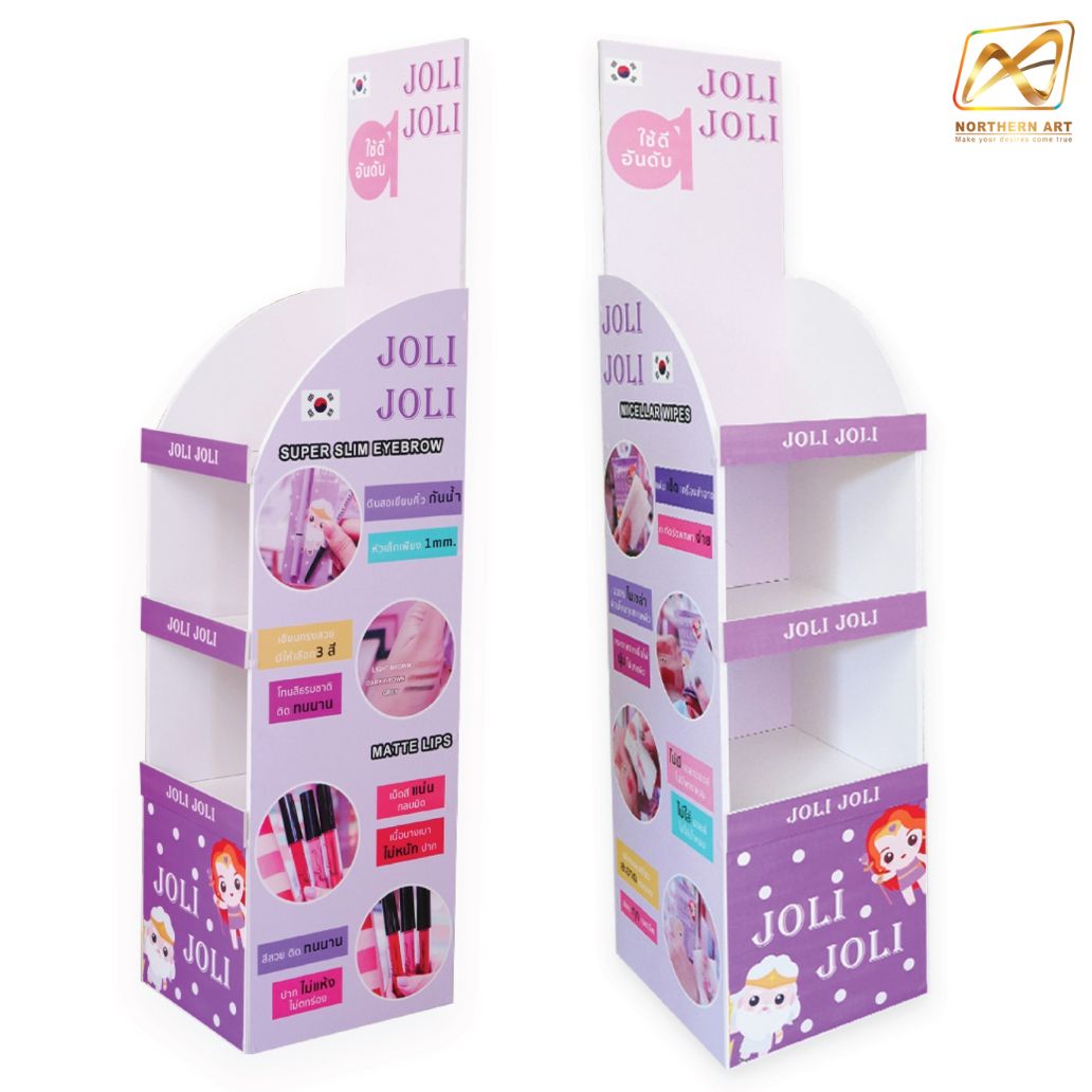 ชั้นวางสินค้าพลาสวูด ขนาด (W)30 x (D)35 x (H)140 ซม. พร้อมงานพิมพ์ พลาสวูดหนา 8 มม.