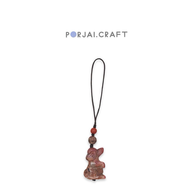 Rhodonite Keychains Dog Carving พวงกุญแจโรโดไนต์ แกะสลักสุนัข