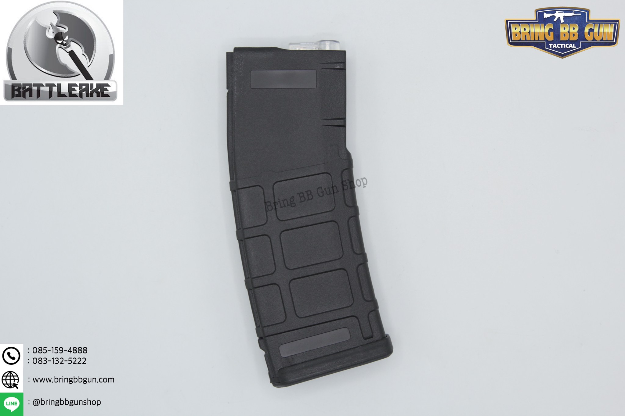 แม็กกาซีน M4 ยี่ห้อ Battle Axe แบบปั่น มี4ทรงให้เลือก ทรง P-mag(P-mag Hi-cap magazine) ทรง EPM(EPM Hi-cap magazine) ทรง 002(002 Hi-cap magazine) ทรง IMI Lancer(IMI Lancer Hi-cap magazine)