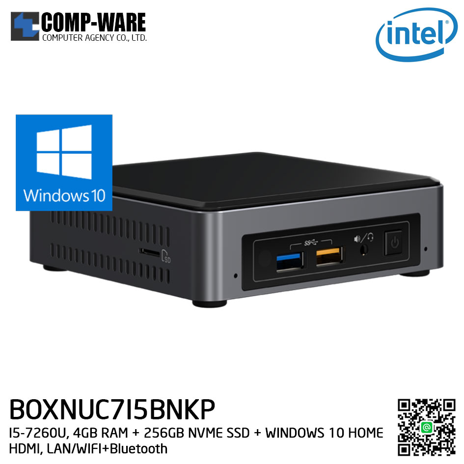Intel NUC7I5BNKP Mini PC NUC Kit - (I5-7260U, 4GB RAM + 256GB NVME SSD + WINDOWS 10 HOME 64BIT INSTALLED, HDMI, LAN/WIFI+Bluetooth) BOXNUC7I5BNKP