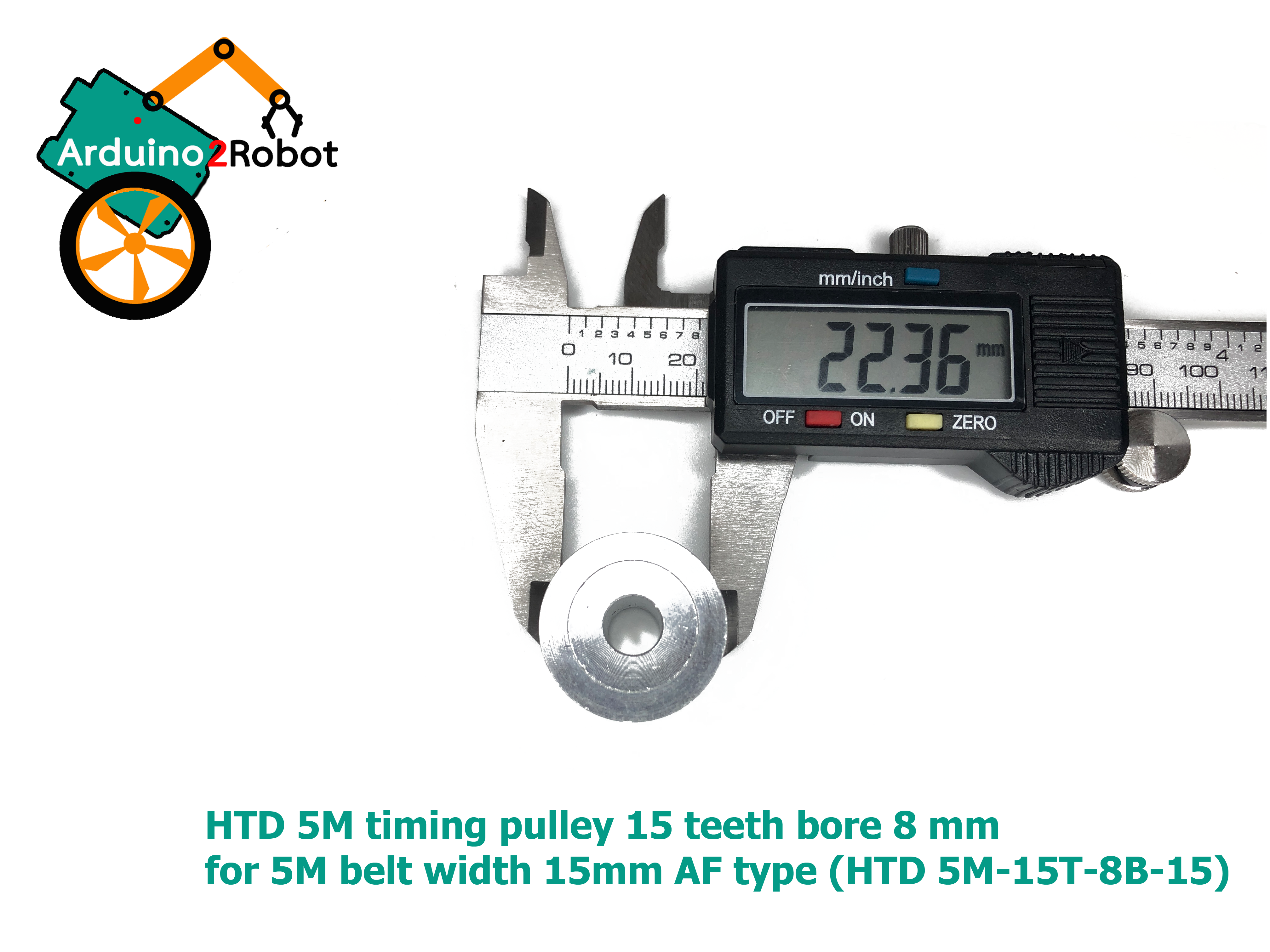 HTD 5M timing pulley 15 teeth bore 8 mm for 5M belt width 15mm AF type (HTD 5M-15T-8B-15)