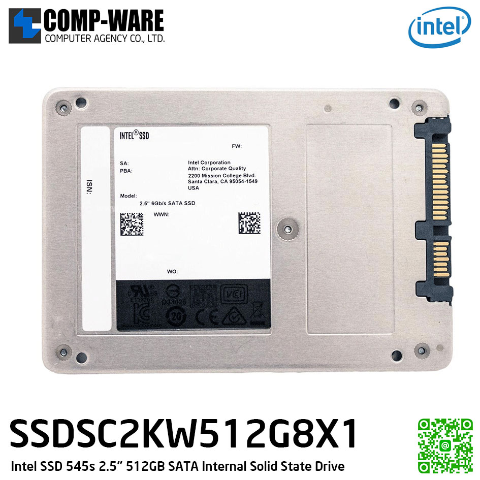 Intel SSD 545s 2.5" 512GB SATA Internal Solid State Drive (SSD) SSDSC2KW512G8X1 (64-Layer TLC 3D NAND) SSDSC2KW512G8X1