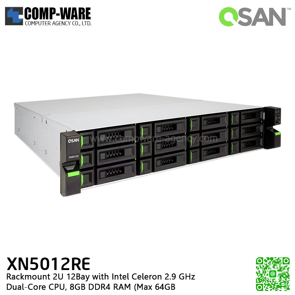 QSAN (12 Bays) XCubeNAS XN5012RE (8GB RAM) Rackmount 2U NAS Storage , No HDD