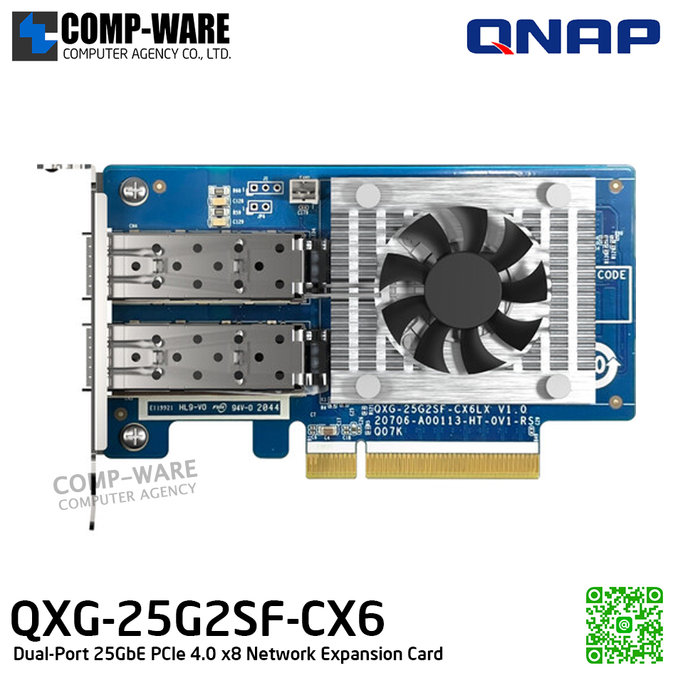 QNAP QXG-25G2SF-CX6 Dual-Port 25GbE PCIe 4.0 x8 Network Expansion Card - Spare Part