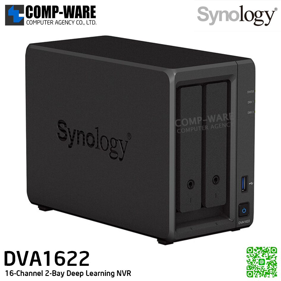 Synology DVA1622 16-Channel 2-Bay Deep Learning NVR / Intel Celeron J4125 / 6GB DDR4 RAM / No HDD