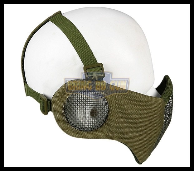 หน้ากากตะแกรงครึ่งหน้า รุ่นแก้มผ้ามีที่ปิดหู