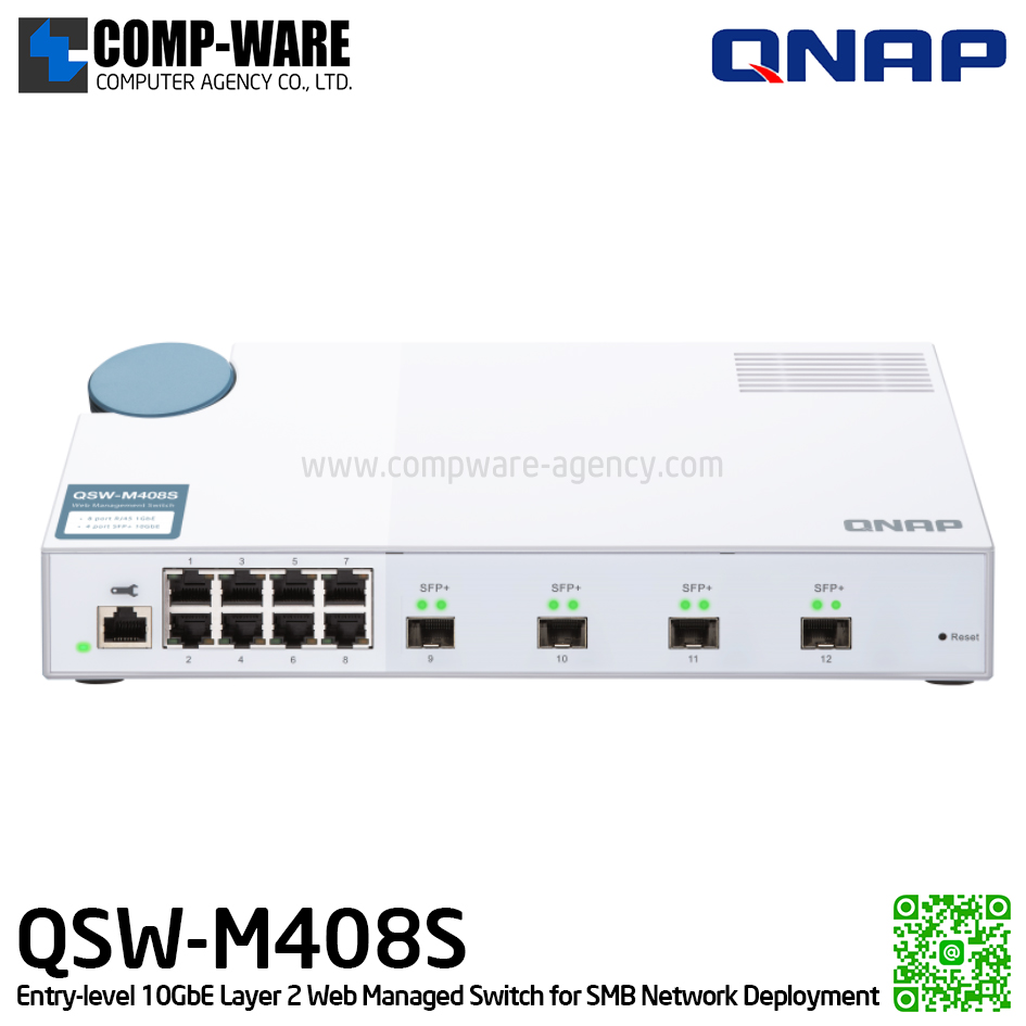 QNAP QSW-M408S Entry-level 10GbE Layer 2 Web Managed Switch for SMB Network Deployment