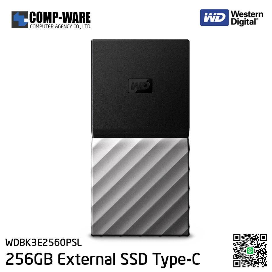 WD 256GB MY PASSPORT SSD Portable Storage - USB 3.1 (Type-C) - Black-Gray - WDBK3E2560PSL