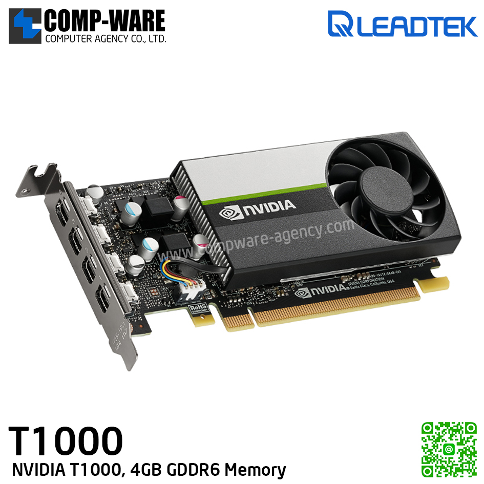 Leadtek NVIDIA T1000 (4GB GDDR6) Workstation Graphics Card for creating, editing, and viewing 2D and 3D models and video รับประกัน 3ปี