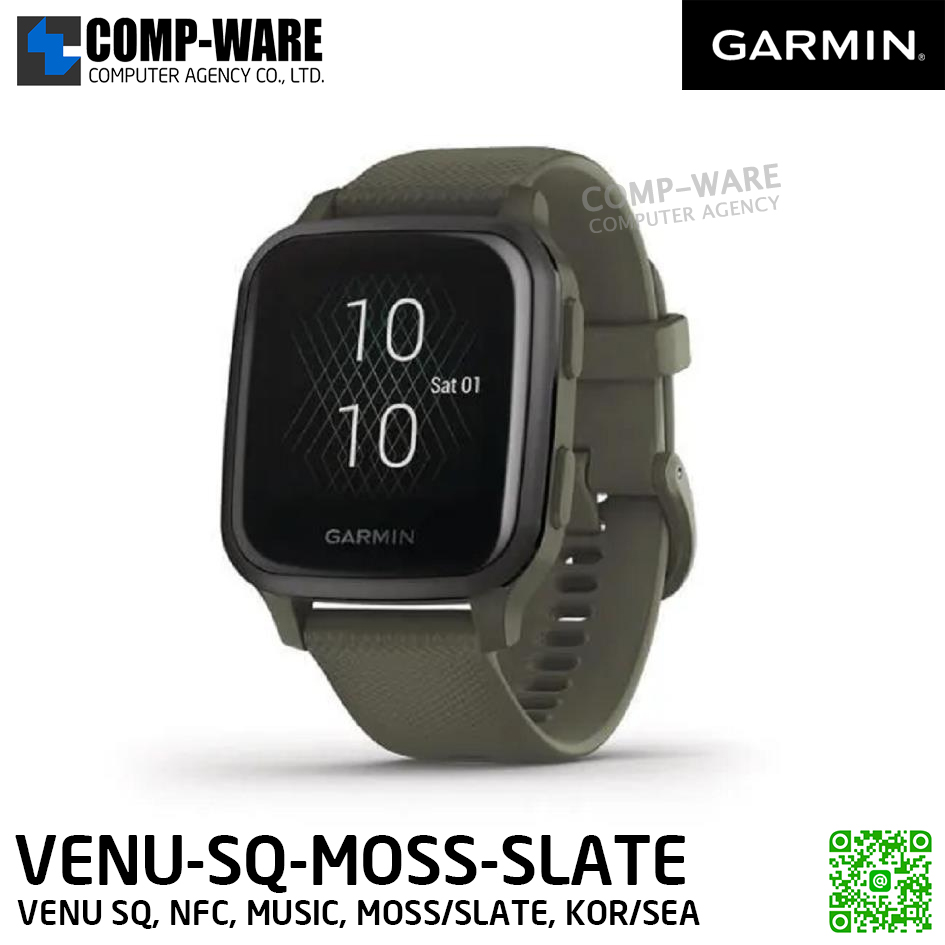 GARMIN VENU SQ, NFC, MUSIC, MOSS/SLATE, KOR/SEA - SmartWatch - 1Y Warranty - VENU-SQ-MOSS-SLATE