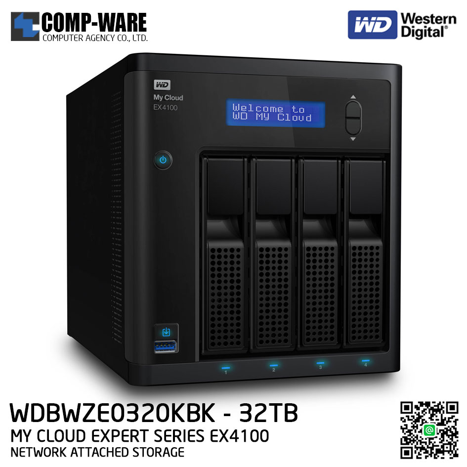 WD 32TB My Cloud Expert Series EX4100 4-Bay Network Attached Storage - WDBWZE0320KBK-SESN