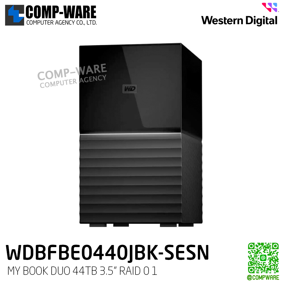WD 44TB My Book Duo Desktop RAID 0,1 External Hard Drive - USB 3.1 - WDBFBE0440JBK-SESN