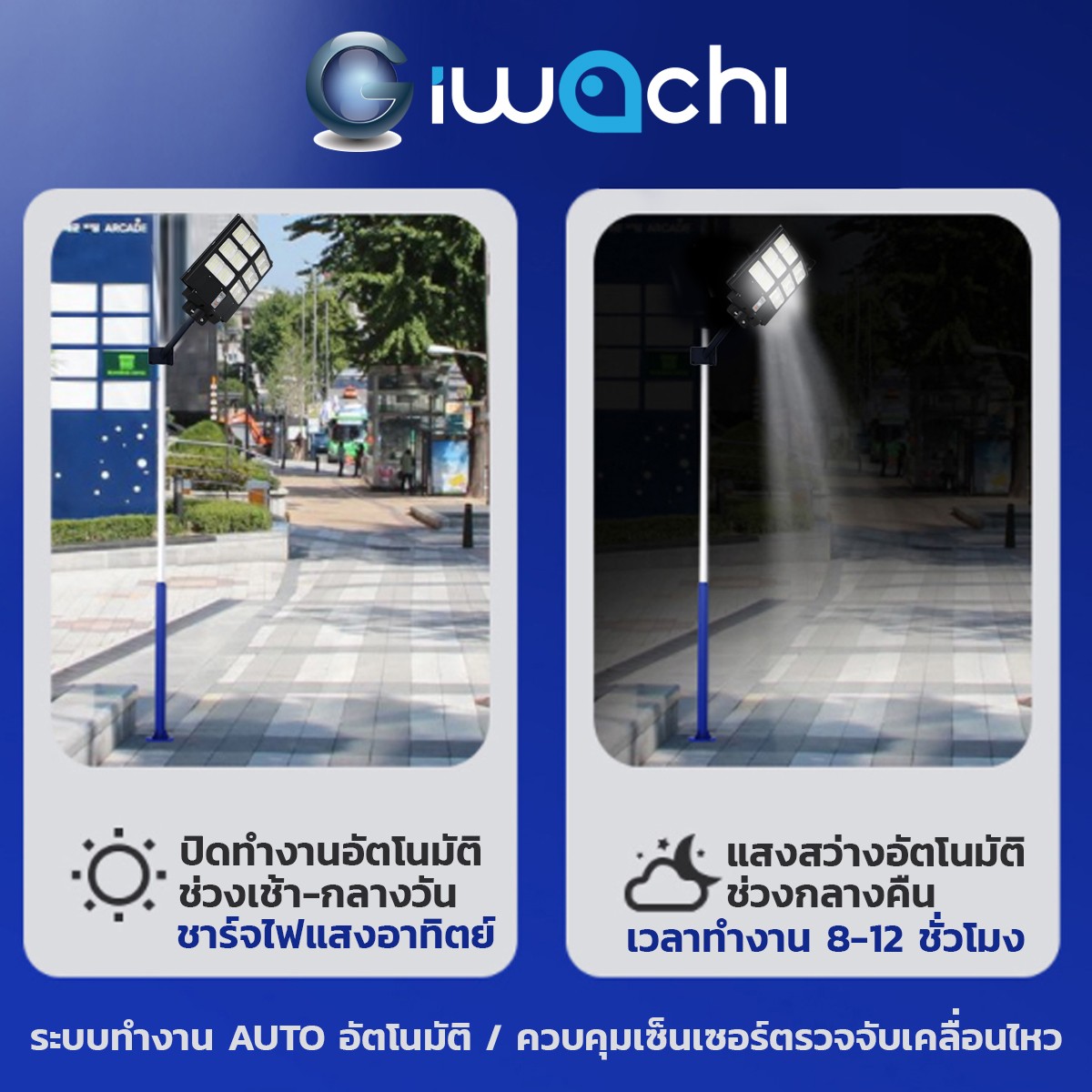 โคมไฟถนน โซล่าเชลล์ รุ่น IROBOT 600W แสงขาว