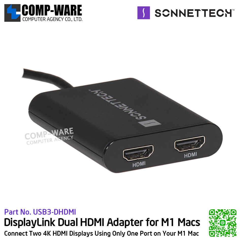 Sonnet DisplayLink Dual HDMI Adapter for M1 Macs [USB3-DHDMI] รับประกัน 1 ปี