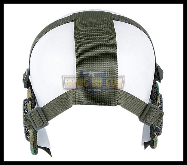 หน้ากากตะแกรงครึ่งหน้า รุ่นแก้มผ้ามีที่ปิดหู