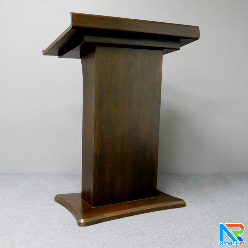 โพเดียมไม้ ยืนคู่ TOP เอียง สีโอ๊ค ขนาด (W)90 x (L)55 x (H)124 cm.