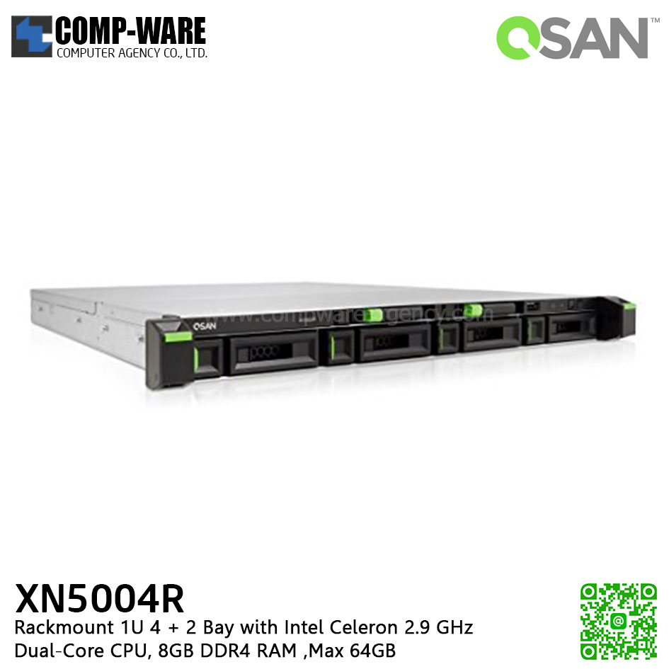 QSAN (4+2 Bays) XCubeNAS XN5004R (8GB RAM) Rackmount 1U NAS Storage , No HDD
