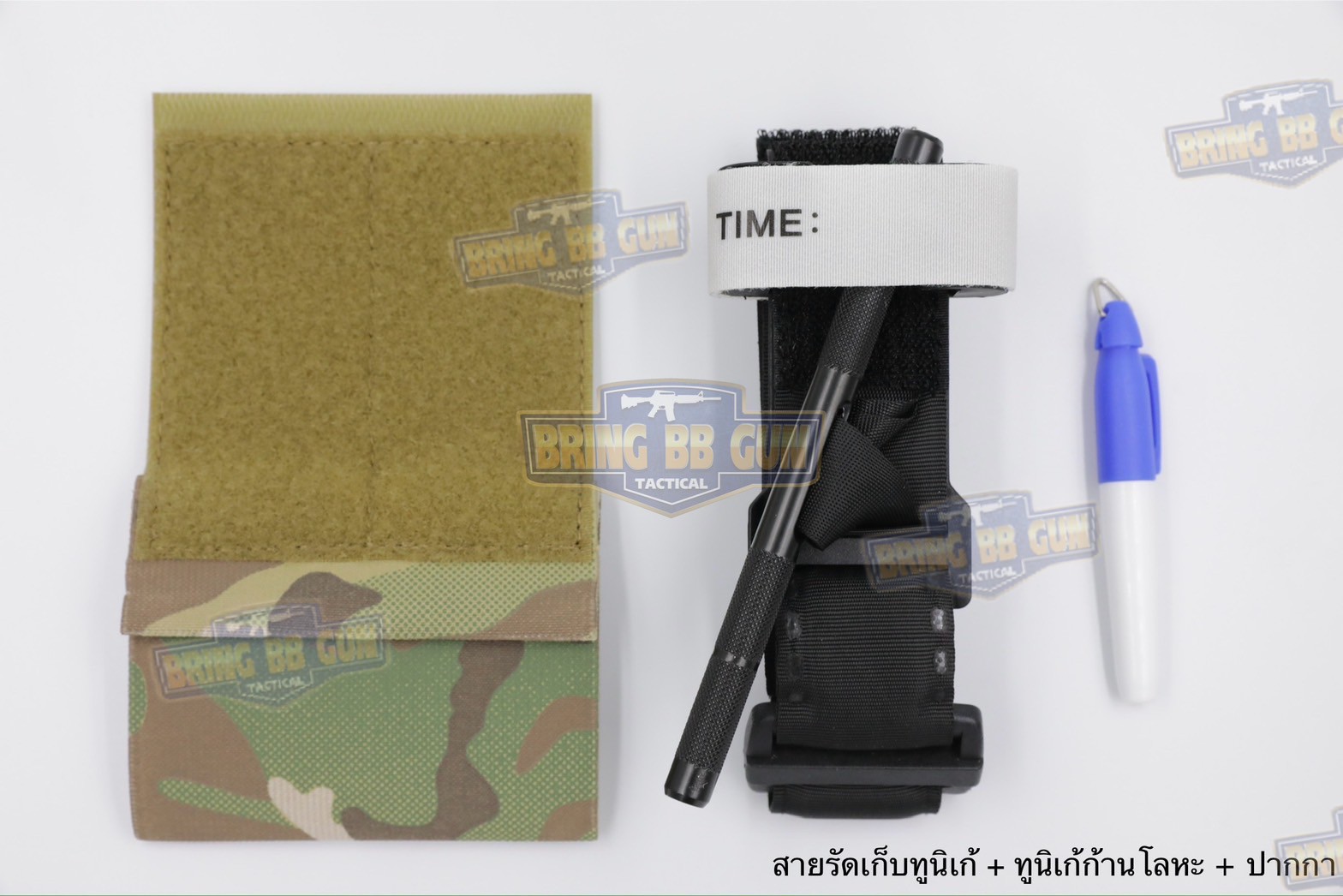สายรัดเก็บทูนิเก้ แบบติดเข็มขัดยุทธวิธี/เสื้อเวส Version 2 ยางยืด(สำหรับเก็บทูนิเก้) แบบติดเข็มขัดยุทธวิธี/เสื้อเวส สายรัดจัดเก็บอุปกรณ์ทูนิเก้ แบบตีนตุ๊กแก (Belt Mounted Elastic Tourniquet Version 2) (Elastic TQ Holder) (Tourniquet Holder)