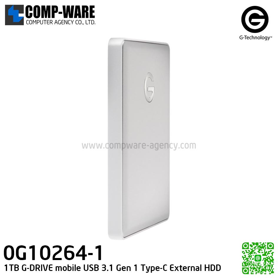 G-Technology 1TB G-DRIVE mobile USB 3.1 Gen 1 Type-C External Hard Drive (Silver) - 0G10264-1