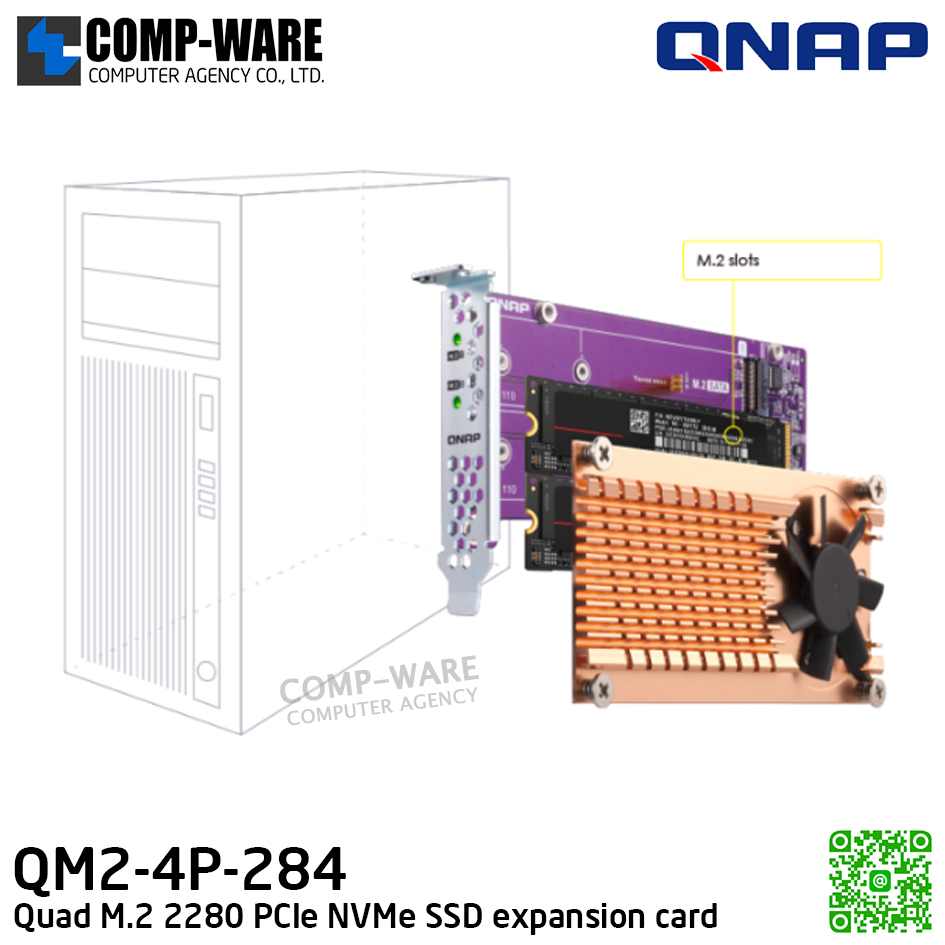 QNAP QM2-4P-284 QM2 Quad M.2 2280 PCIe NVMe SSD expansion card