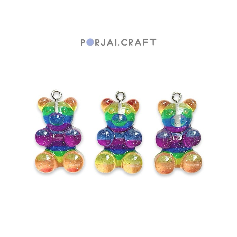 จี้หมี Rainbow Bear Pendant 32mm