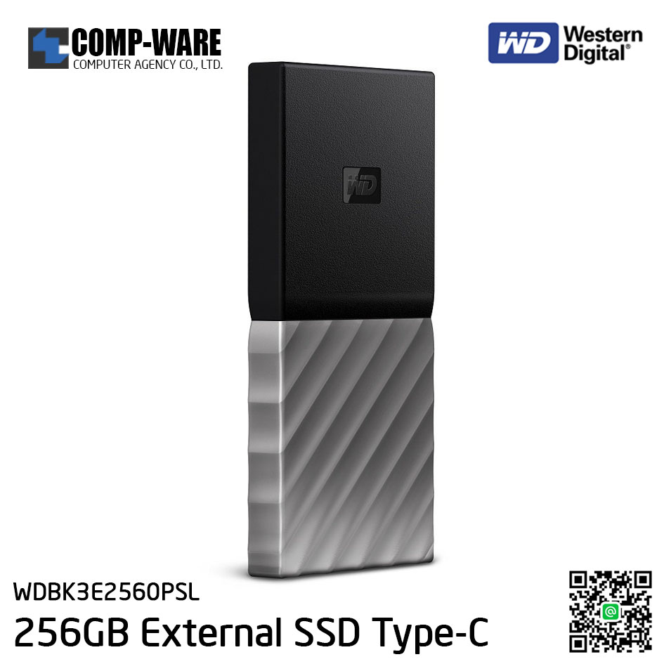 WD 256GB MY PASSPORT SSD Portable Storage - USB 3.1 (Type-C) - Black-Gray - WDBK3E2560PSL