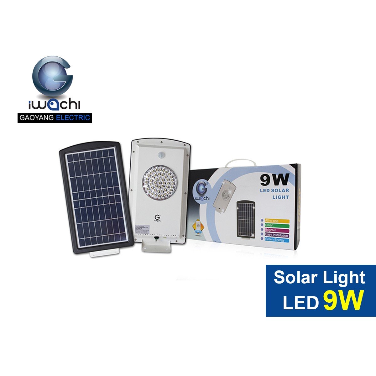 IWC-STR-SOLAR-9W โคมไฟถนนโซล่าเซลล์ แสงขาวและแสงวอร์มไวท์