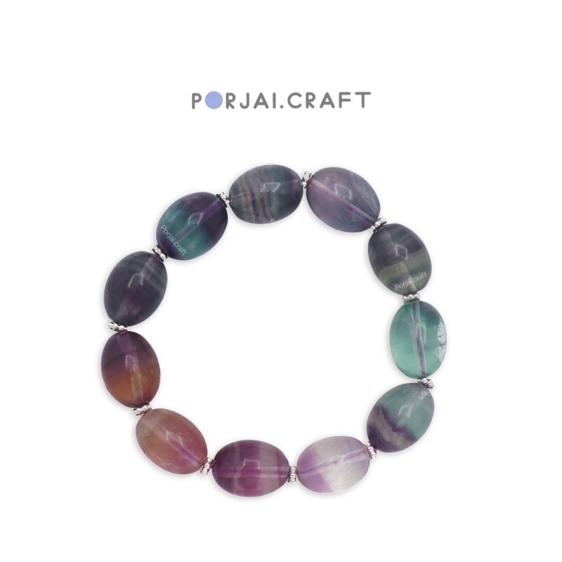 Rainbow fluorite oval beads ลูกปัดฟลูออไรด์สีรุ้ง 16mm