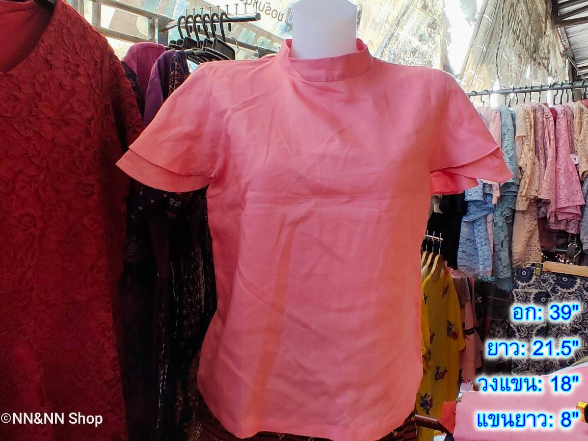 NNandNN Shop 4 0008 เสื้อผ้าลินินคอจีน ติดกระดุมหลัง สีผื้น 39